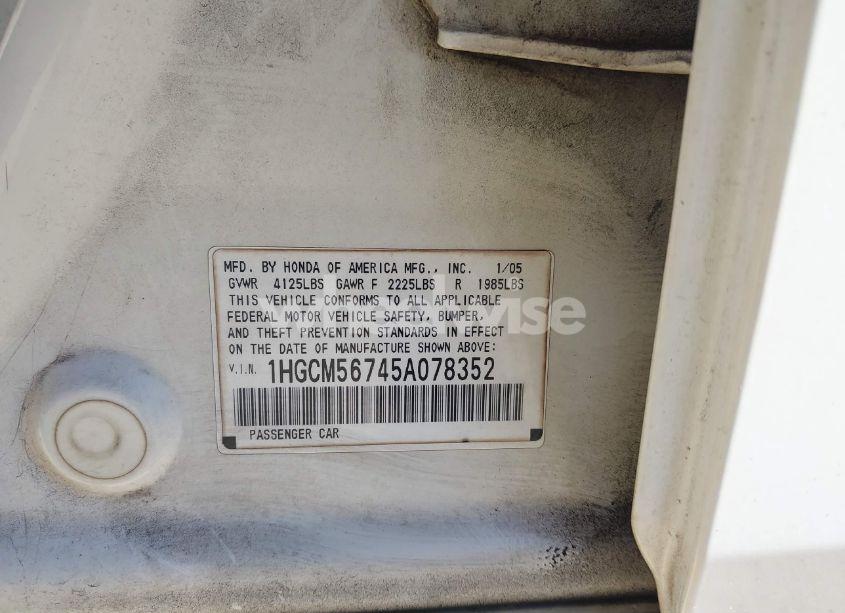 Photo 9 of 2005 Honda Accord 2.4 EX (VIN 1HGCM56745A078352)