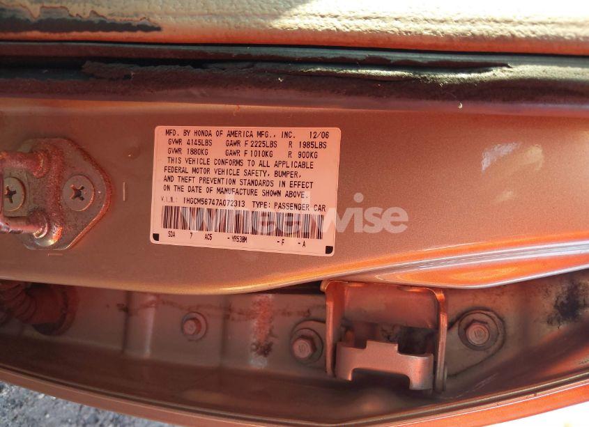 Photo 9 of 2007 Honda Accord 2.4 EX (VIN 1HGCM56747A072313)
