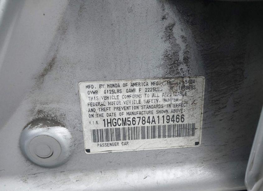 Photo 9 of 2004 Honda Accord 2.4 EX (VIN 1HGCM56784A119466)