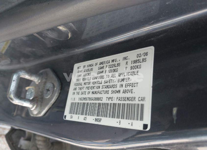 Photo 9 of 2006 Honda Accord 2.4 EX (VIN 1HGCM56796A088862)