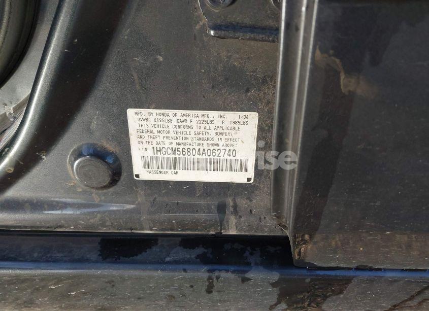 Photo 9 of 2004 Honda Accord 2.4 EX (VIN 1HGCM56804A062740)