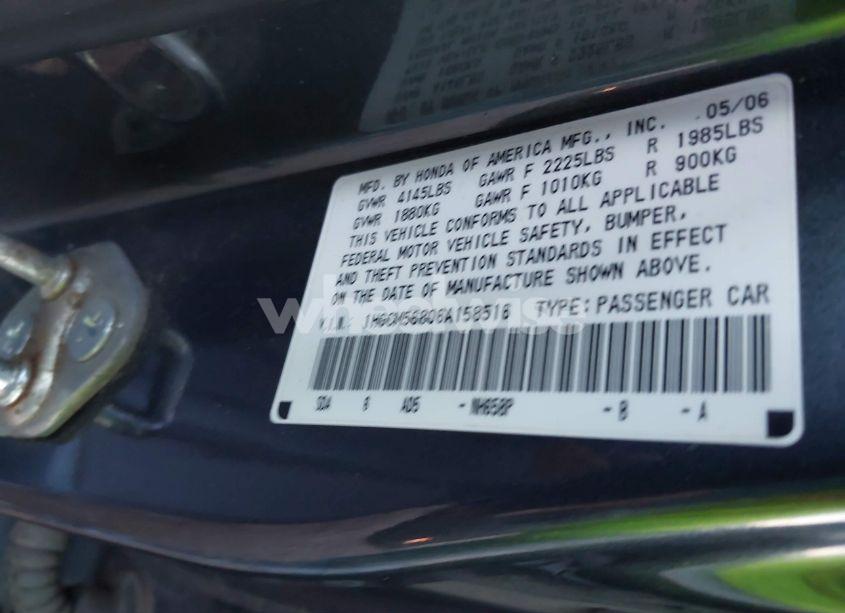 Photo 9 of 2006 Honda Accord 2.4 EX (VIN 1HGCM56806A158516)