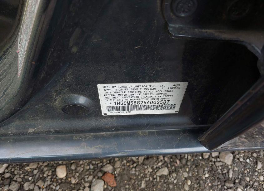 Photo 9 of 2005 Honda Accord 2.4 EX (VIN 1HGCM56825A002587)