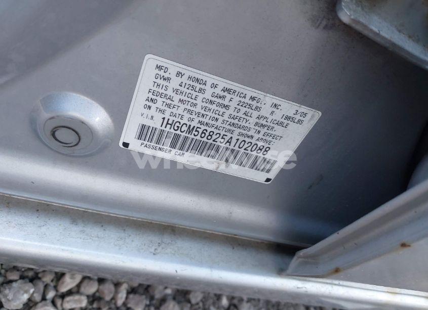 Photo 9 of 2005 Honda Accord 2.4 EX (VIN 1HGCM56825A102088)