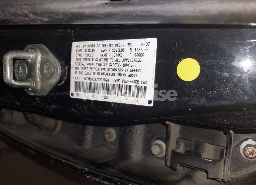 Photo 9 of 2007 Honda Accord 2.4 EX (VIN 1HGCM56837A201828)