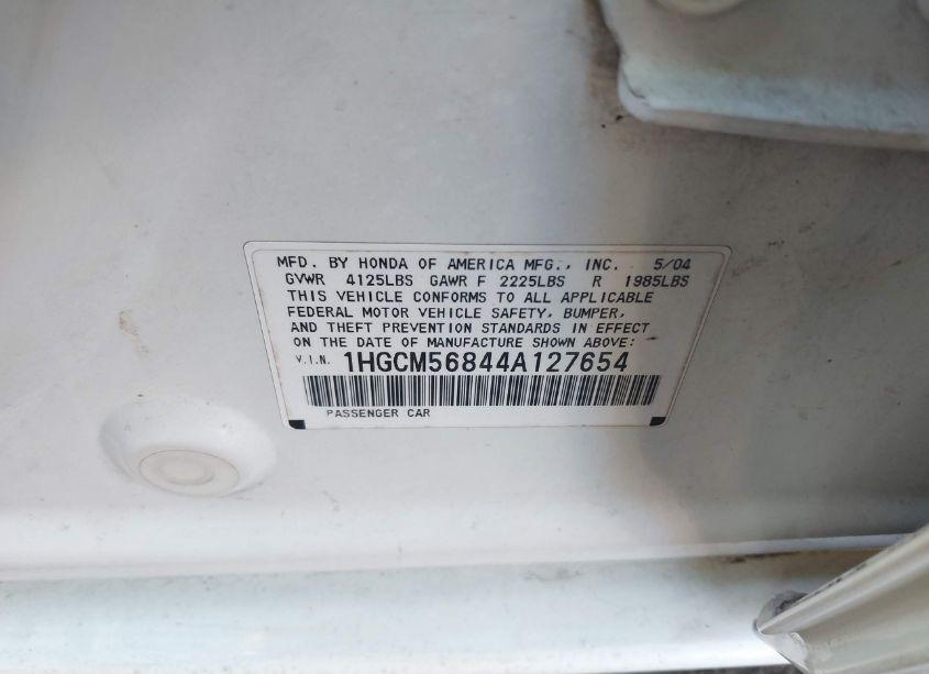 Photo 9 of 2004 Honda Accord 2.4 EX (VIN 1HGCM56844A127654)