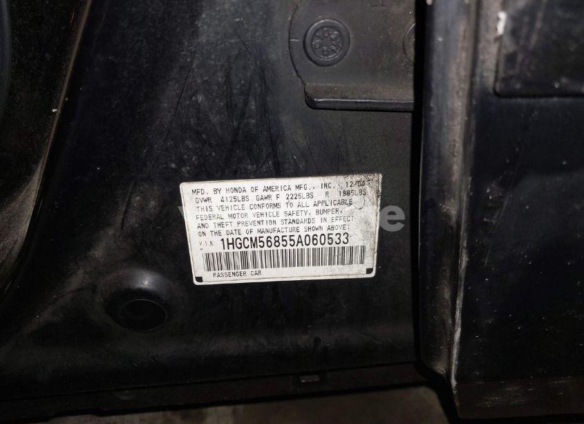 Photo 9 of 2005 Honda Accord 2.4 EX (VIN 1HGCM56855A060533)