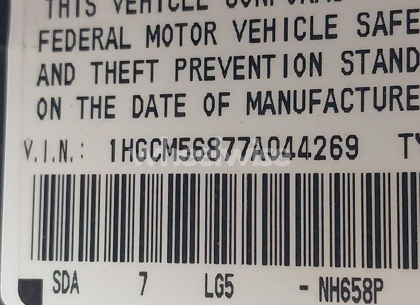 Photo 9 of 2007 Honda Accord 2.4 EX (VIN 1HGCM56877A044269)