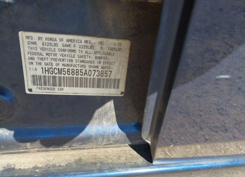 Photo 9 of 2005 Honda Accord 2.4 EX (VIN 1HGCM56885A073857)