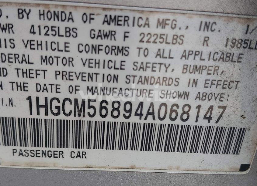 Photo 9 of 2004 Honda Accord 2.4 EX (VIN 1HGCM56894A068147)