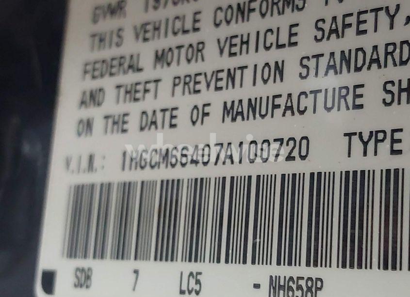 Photo 9 of 2007 Honda Accord 3.0 SE (VIN 1HGCM66407A100720)