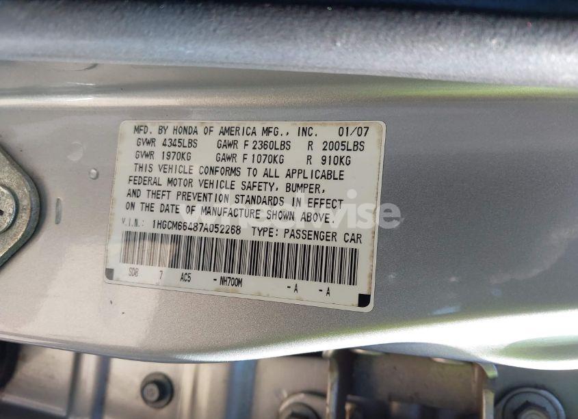 Photo 9 of 2007 Honda Accord 3.0 SE (VIN 1HGCM66487A052268)