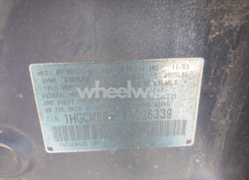 Photo 9 of 2004 Honda Accord 3.0 EX (VIN 1HGCM66514A026339)