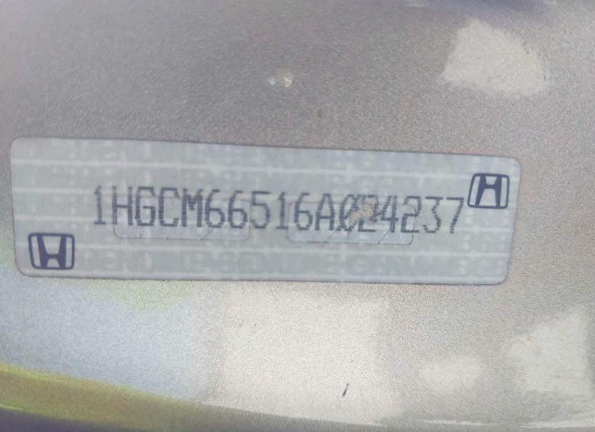 Photo 9 of 2006 Honda Accord 3.0 EX (VIN 1HGCM66516A024237)