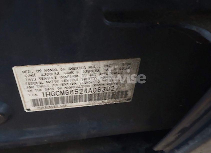 Photo 9 of 2004 Honda Accord 3.0 EX (VIN 1HGCM66524A063027)