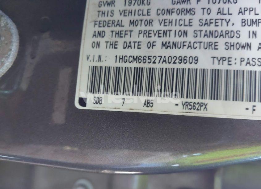 Photo 9 of 2007 Honda Accord 3.0 EX (VIN 1HGCM66527A029609)