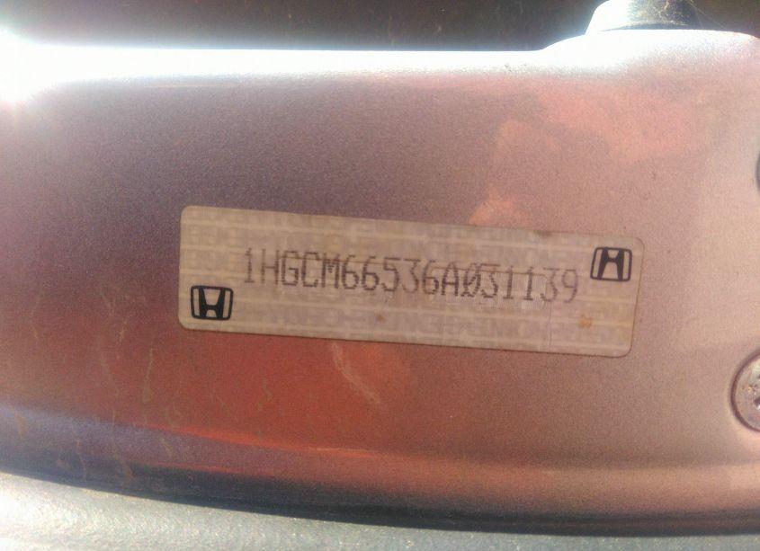 Photo 9 of 2006 Honda Accord 3.0 EX (VIN 1HGCM66536A031139)