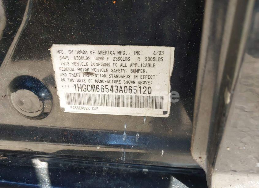 Photo 9 of 2003 Honda Accord 3.0 EX (VIN 1HGCM66543A065120)