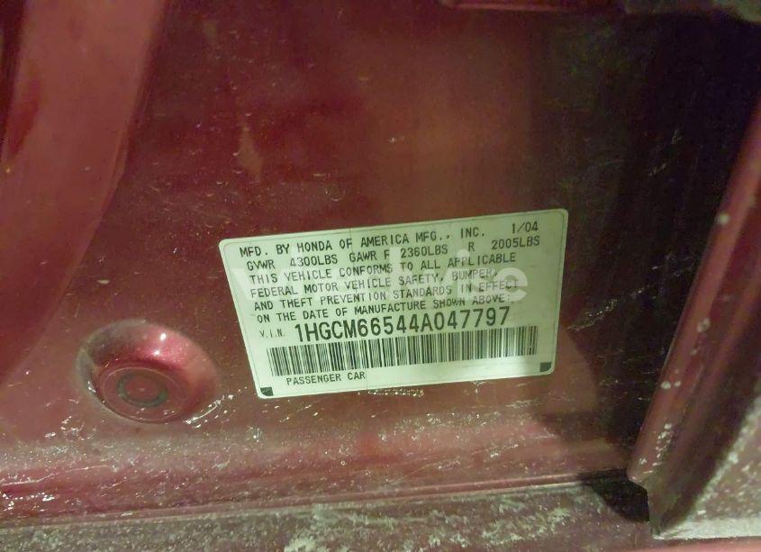 Photo 9 of 2004 Honda Accord 3.0 EX (VIN 1HGCM66544A047797)