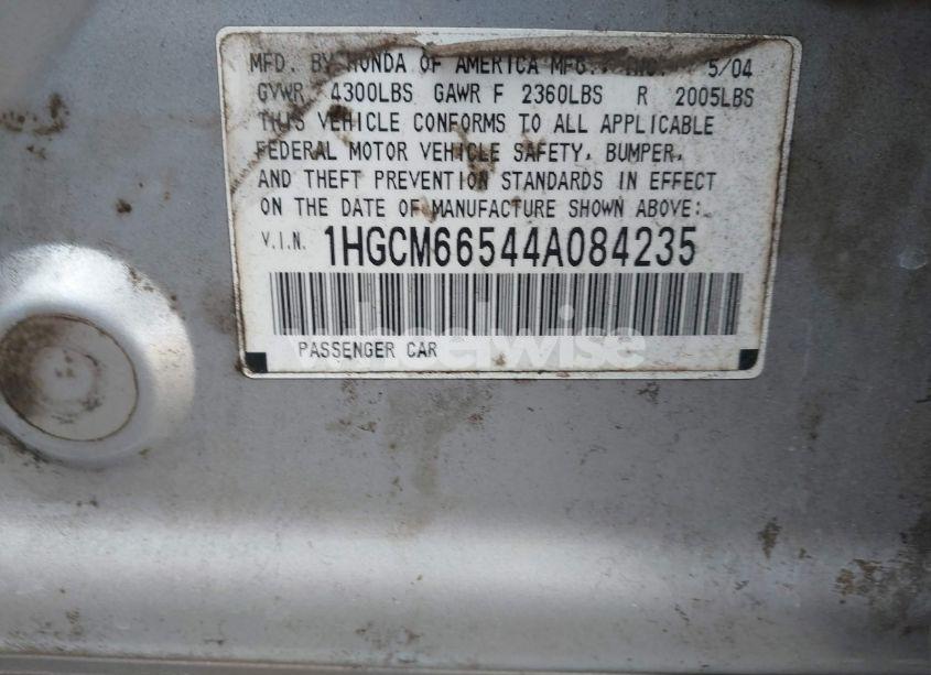 Photo 9 of 2004 Honda Accord 3.0 EX (VIN 1HGCM66544A084235)