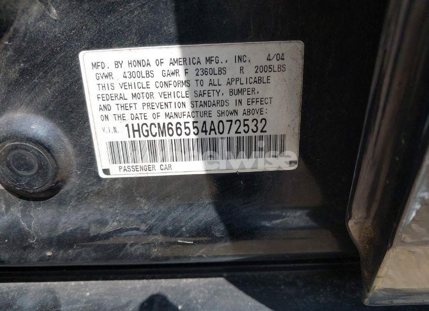 Photo 9 of 2004 Honda Accord 3.0 EX (VIN 1HGCM66554A072532)