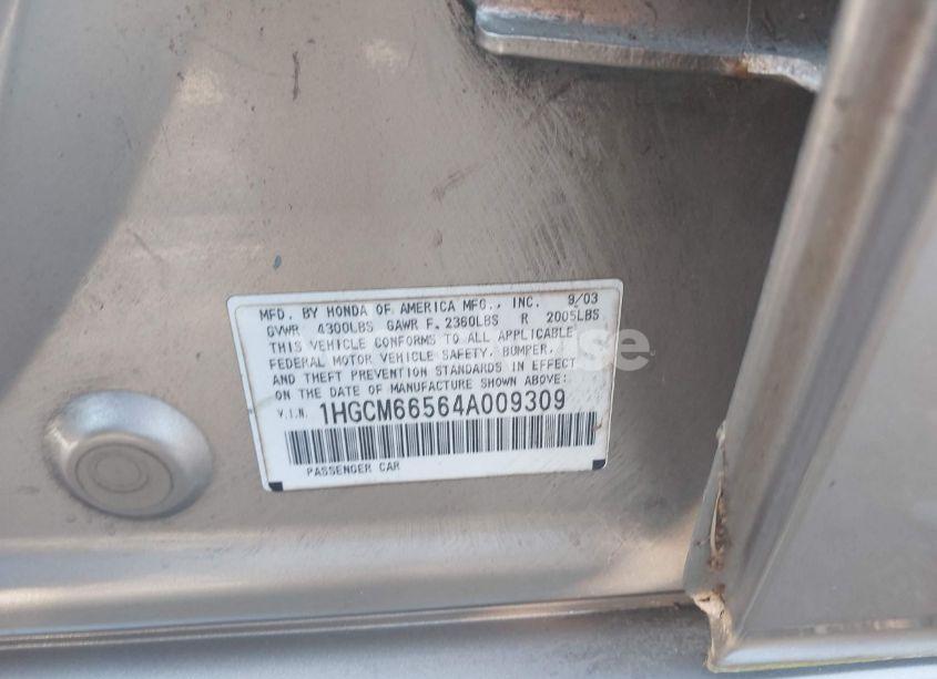 Photo 9 of 2004 Honda Accord 3.0 EX (VIN 1HGCM66564A009309)