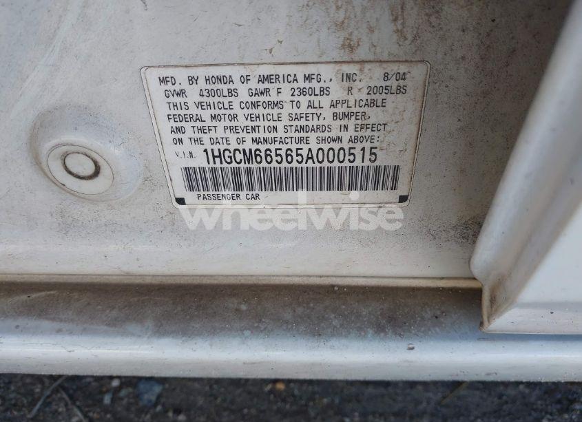 Photo 9 of 2005 Honda Accord 3.0 EX (VIN 1HGCM66565A000515)