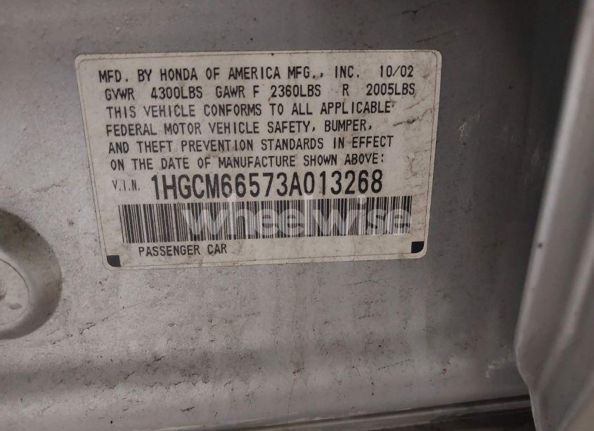 Photo 9 of 2003 Honda Accord 3.0 EX (VIN 1HGCM66573A013268)