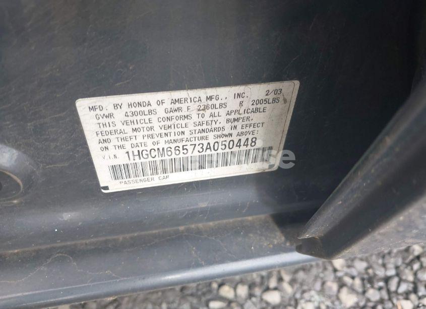 Photo 9 of 2003 Honda Accord 3.0 EX (VIN 1HGCM66573A050448)