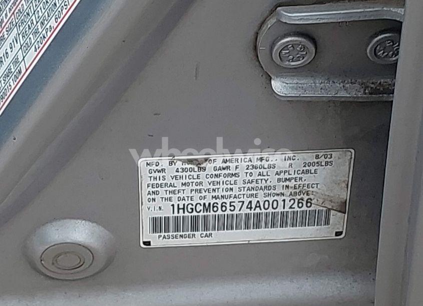 Photo 9 of 2004 Honda Accord 3.0 EX (VIN 1HGCM66574A001266)