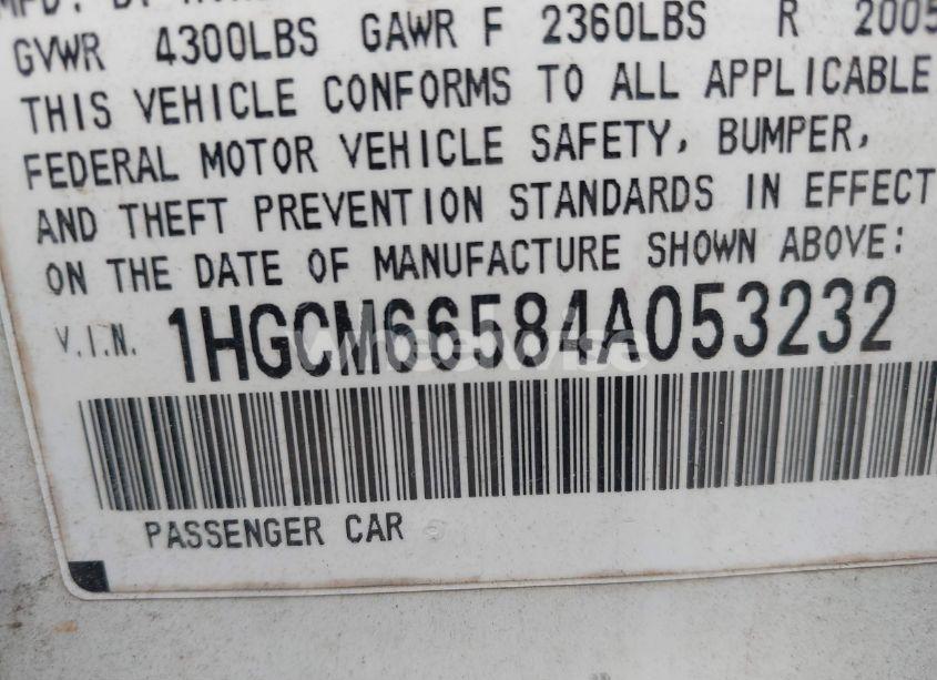 Photo 9 of 2004 Honda Accord 3.0 EX (VIN 1HGCM66584A053232)