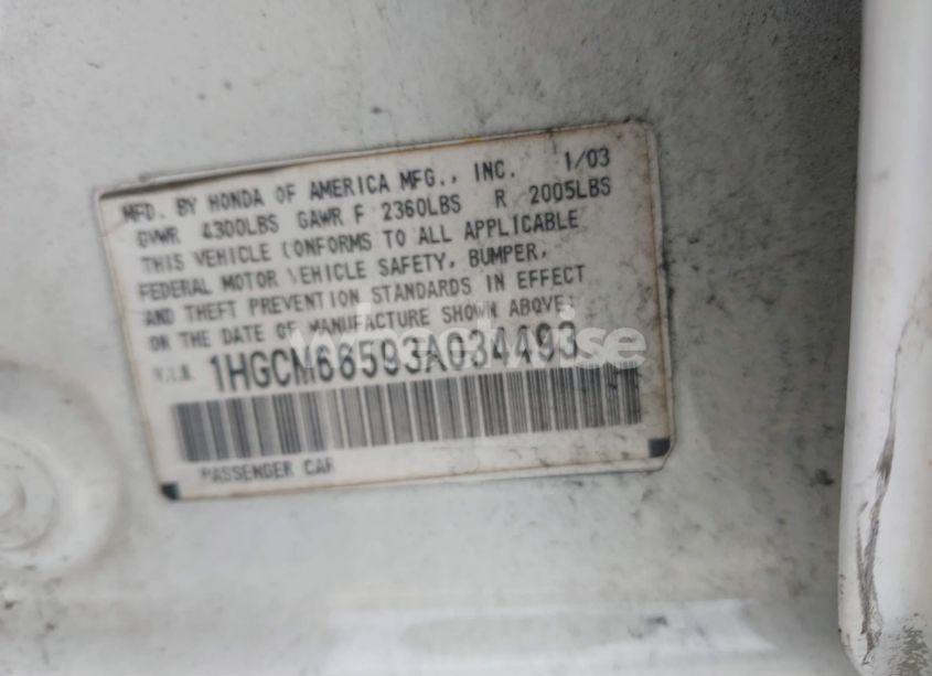 Photo 9 of 2003 Honda Accord 3.0 EX (VIN 1HGCM66593A034493)