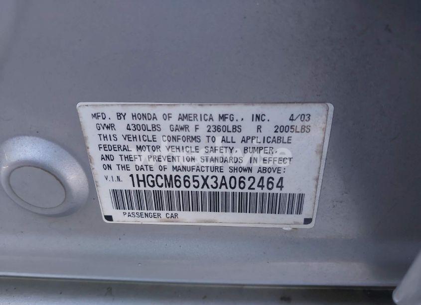 Photo 9 of 2003 Honda Accord 3.0 EX (VIN 1HGCM665X3A062464)