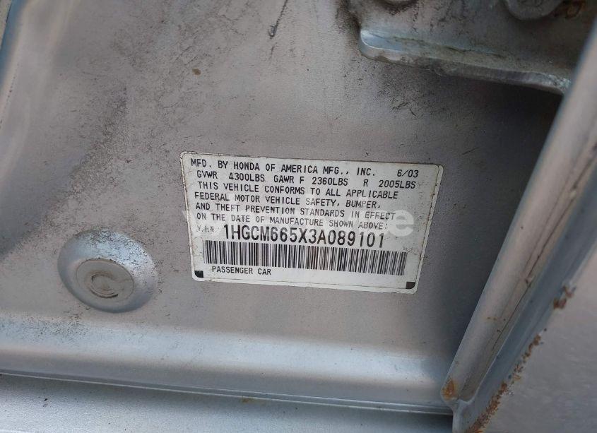 Photo 9 of 2003 Honda Accord 3.0 EX (VIN 1HGCM665X3A089101)