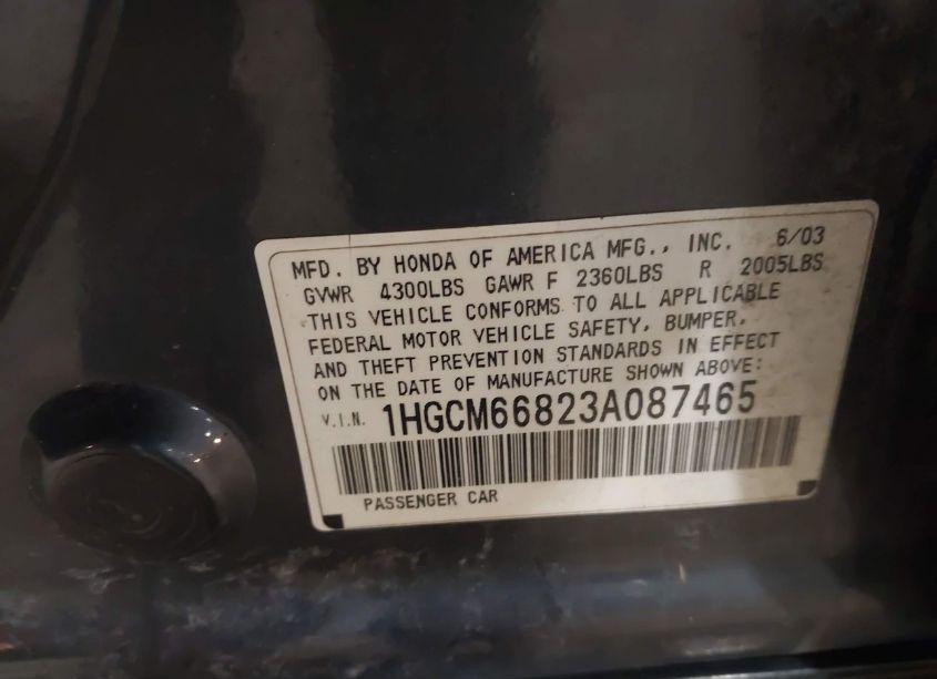 Photo 9 of 2003 Honda Accord 3.0 EX (VIN 1HGCM66823A087465)