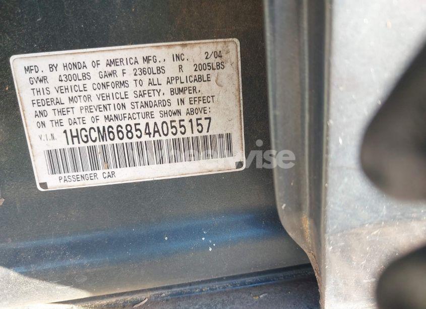 Photo 9 of 2004 Honda Accord EX (VIN 1HGCM66854A055157)