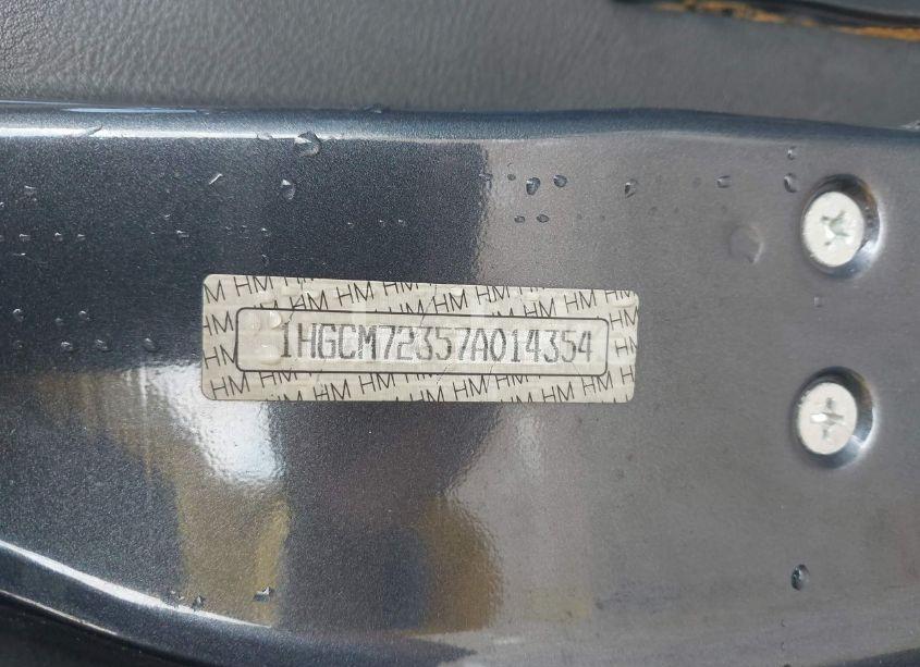 Photo 9 of 2007 Honda Accord 2.4 LX (VIN 1HGCM72357A014354)