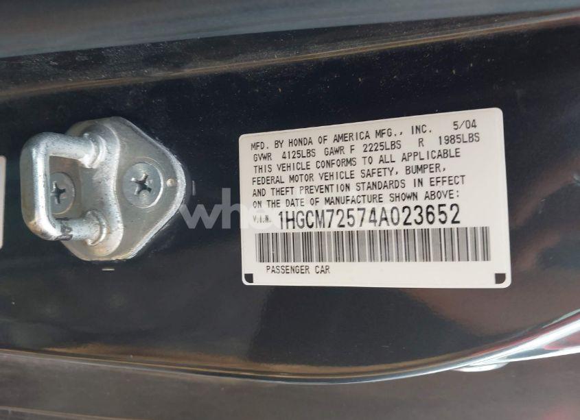 Photo 9 of 2004 Honda Accord 2.4 EX (VIN 1HGCM72574A023652)