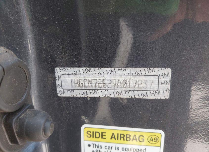 Photo 9 of 2007 Honda Accord 2.4 EX (VIN 1HGCM72627A017237)