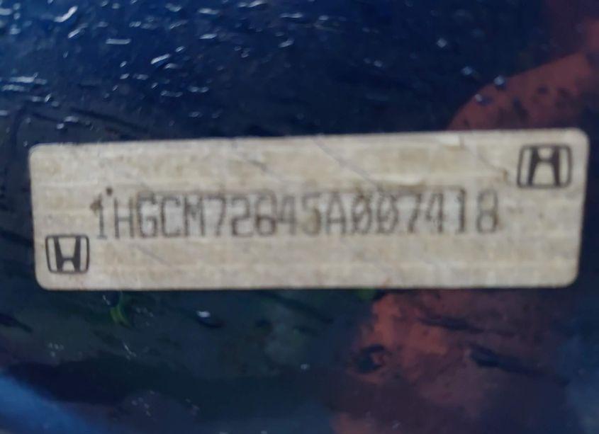 Photo 9 of 2005 Honda Accord 2.4 EX (VIN 1HGCM72645A007418)