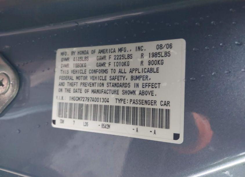 Photo 9 of 2007 Honda Accord 2.4 EX (VIN 1HGCM72797A001304)