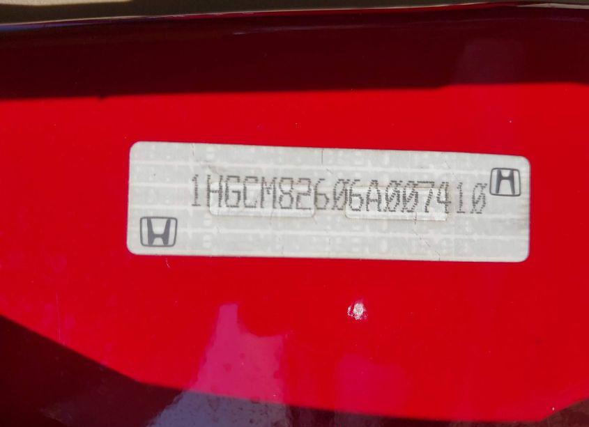 Photo 9 of 2006 Honda Accord 3.0 EX (VIN 1HGCM82606A007410)