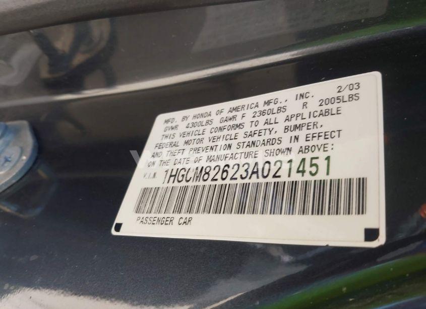 Photo 9 of 2003 Honda Accord 3.0 EX (VIN 1HGCM82623A021451)