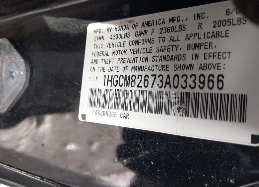 Photo 9 of 2003 Honda Accord 3.0 EX (VIN 1HGCM82673A033966)