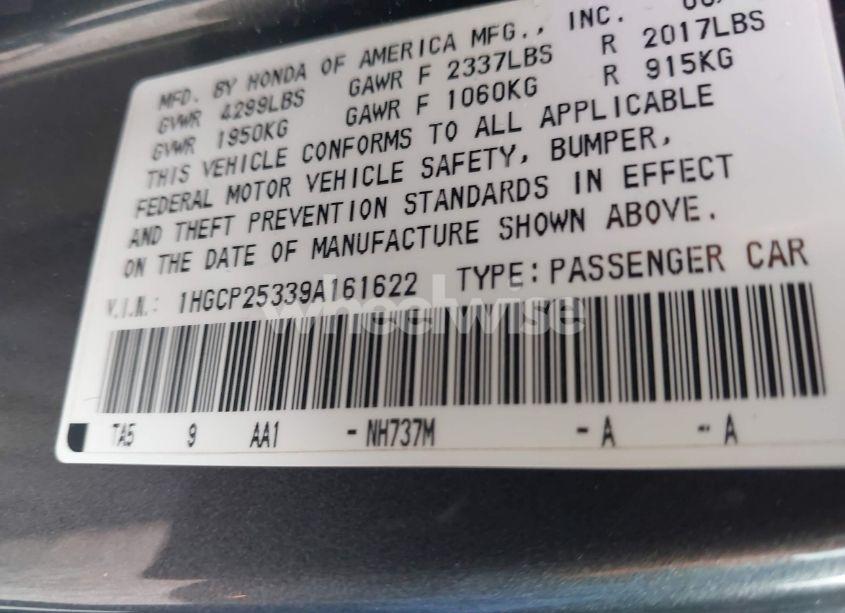 Photo 9 of 2009 Honda Accord 2.4 LX (VIN 1HGCP25339A161622)