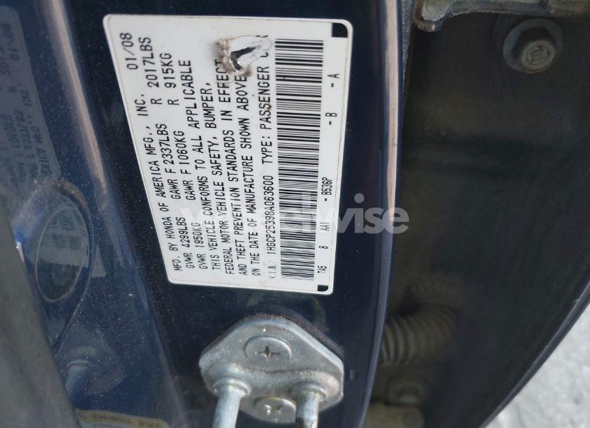 Photo 9 of 2008 Honda Accord 2.4 LX (VIN 1HGCP25398A063600)