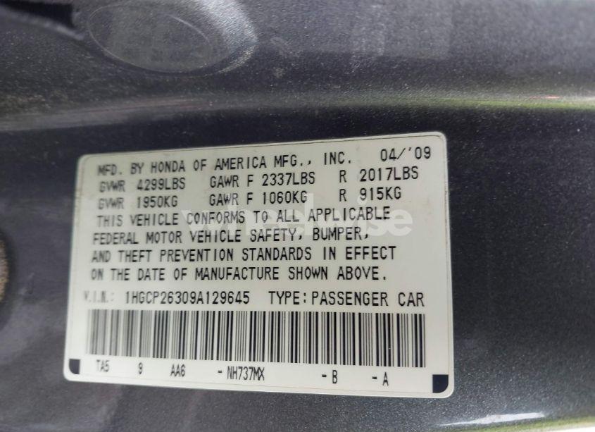 Photo 9 of 2009 Honda Accord 2.4 LX (VIN 1HGCP26309A129645)