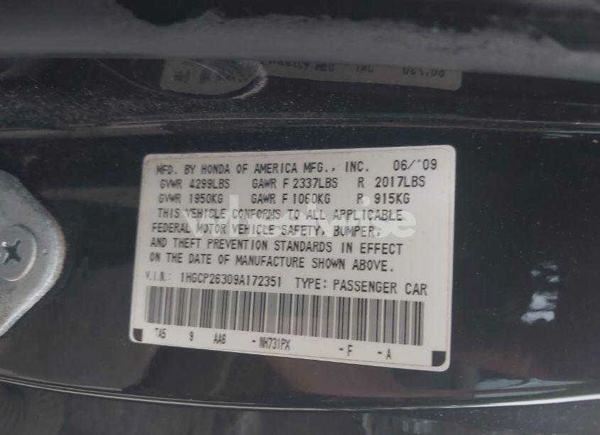 Photo 9 of 2009 Honda Accord 2.4 LX (VIN 1HGCP26309A172351)