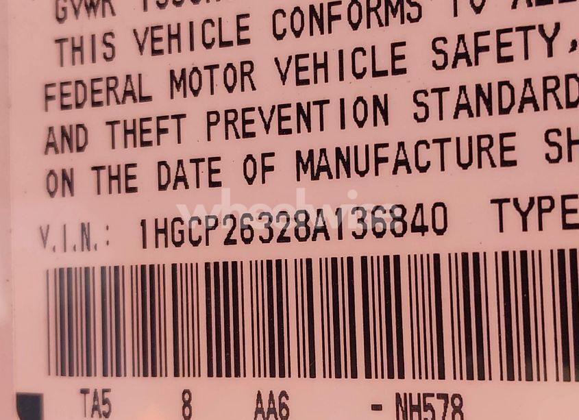 Photo 9 of 2008 Honda Accord 2.4 LX (VIN 1HGCP26328A136840)