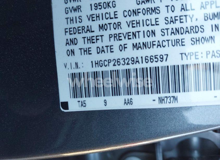 Photo 9 of 2009 Honda Accord 2.4 LX (VIN 1HGCP26329A166597)